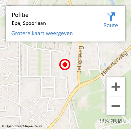 Locatie op kaart van de 112 melding: Politie Epe, Spoorlaan op 11 januari 2024 15:33