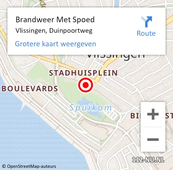 Locatie op kaart van de 112 melding: Brandweer Met Spoed Naar Vlissingen, Duinpoortweg op 11 januari 2024 15:46