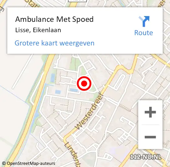 Locatie op kaart van de 112 melding: Ambulance Met Spoed Naar Lisse, Eikenlaan op 11 januari 2024 15:57