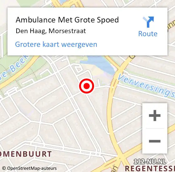 Locatie op kaart van de 112 melding: Ambulance Met Grote Spoed Naar Den Haag, Morsestraat op 11 januari 2024 16:11