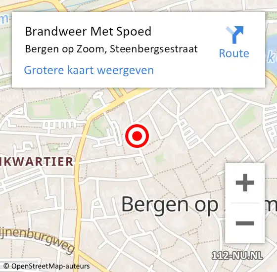 Locatie op kaart van de 112 melding: Brandweer Met Spoed Naar Bergen op Zoom, Steenbergsestraat op 11 januari 2024 16:18