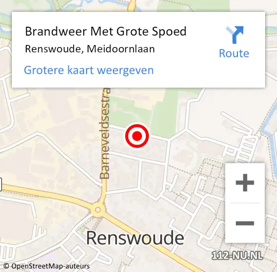 Locatie op kaart van de 112 melding: Brandweer Met Grote Spoed Naar Renswoude, Meidoornlaan op 11 januari 2024 16:32