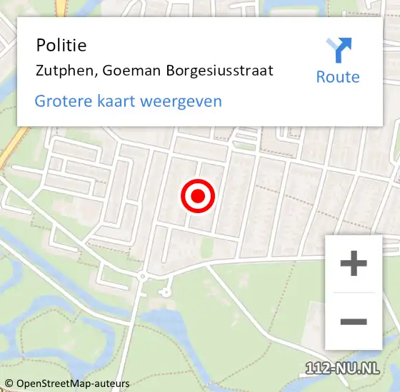 Locatie op kaart van de 112 melding: Politie Zutphen, Goeman Borgesiusstraat op 11 januari 2024 16:42