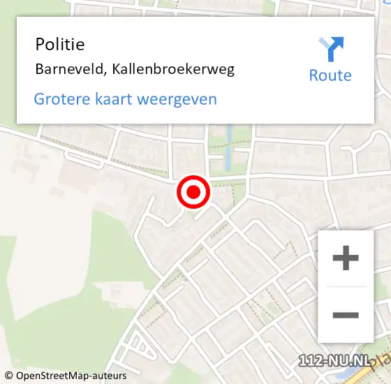 Locatie op kaart van de 112 melding: Politie Barneveld, Kallenbroekerweg op 11 januari 2024 16:53