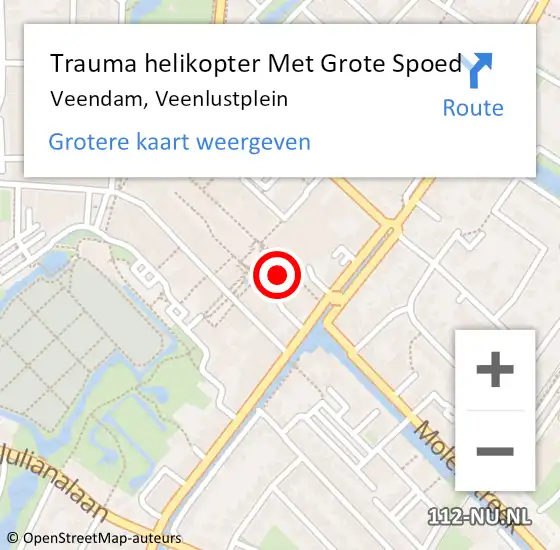 Locatie op kaart van de 112 melding: Trauma helikopter Met Grote Spoed Naar Veendam, Veenlustplein op 11 januari 2024 17:10