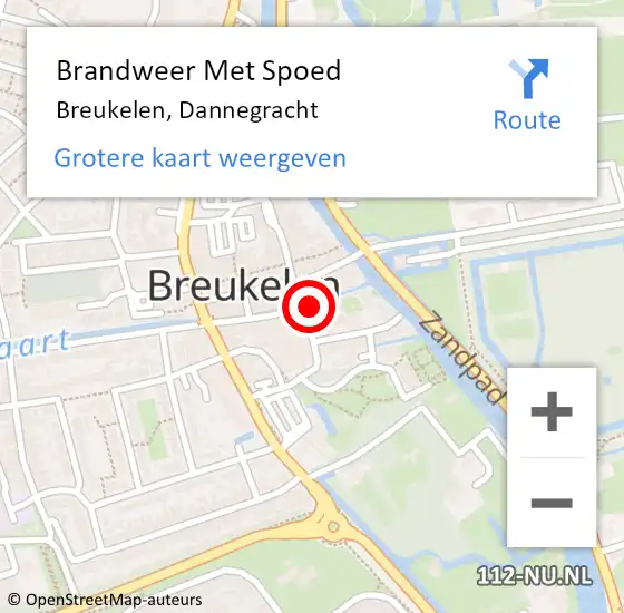 Locatie op kaart van de 112 melding: Brandweer Met Spoed Naar Breukelen, Dannegracht op 11 januari 2024 17:11