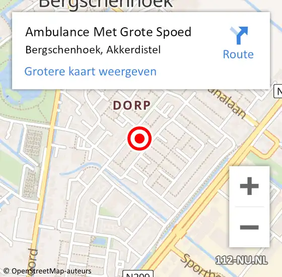 Locatie op kaart van de 112 melding: Ambulance Met Grote Spoed Naar Bergschenhoek, Akkerdistel op 11 januari 2024 17:26