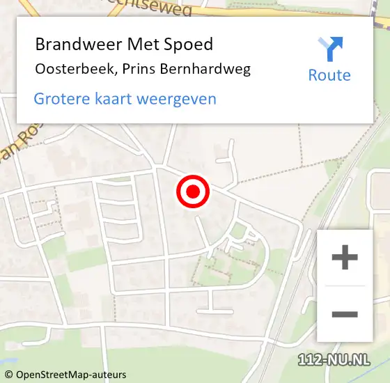 Locatie op kaart van de 112 melding: Brandweer Met Spoed Naar Oosterbeek, Prins Bernhardweg op 11 januari 2024 17:32