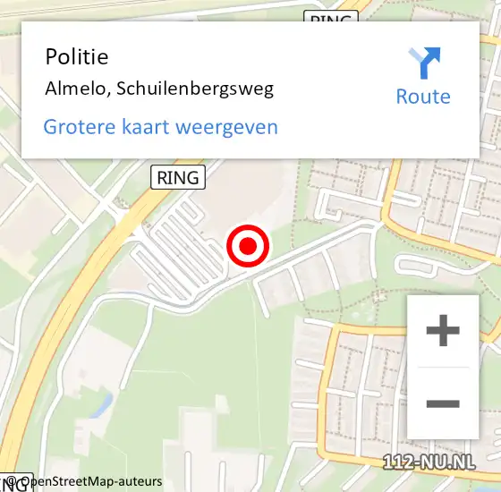 Locatie op kaart van de 112 melding: Politie Almelo, Schuilenbergsweg op 11 januari 2024 17:39