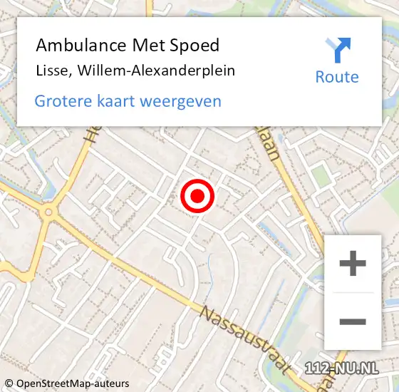 Locatie op kaart van de 112 melding: Ambulance Met Spoed Naar Lisse, Willem-Alexanderplein op 11 januari 2024 17:42