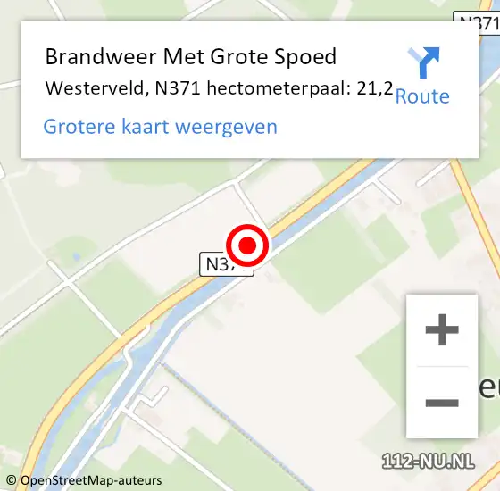 Locatie op kaart van de 112 melding: Brandweer Met Grote Spoed Naar Westerveld, N371 hectometerpaal: 21,2 op 11 januari 2024 17:47