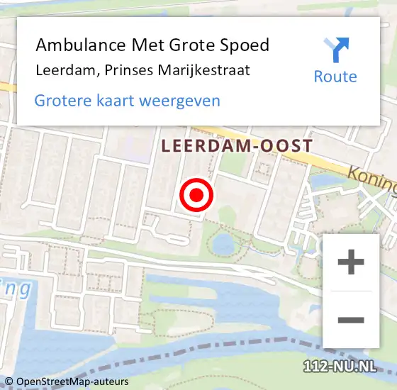 Locatie op kaart van de 112 melding: Ambulance Met Grote Spoed Naar Leerdam, Prinses Marijkestraat op 11 januari 2024 17:52