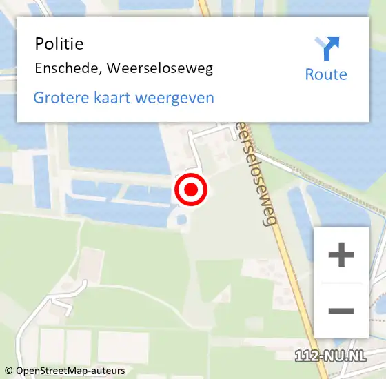Locatie op kaart van de 112 melding: Politie Enschede, Weerseloseweg op 11 januari 2024 18:00