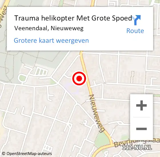 Locatie op kaart van de 112 melding: Trauma helikopter Met Grote Spoed Naar Veenendaal, Nieuweweg op 11 januari 2024 18:03