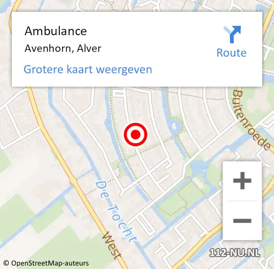 Locatie op kaart van de 112 melding: Ambulance Avenhorn, Alver op 11 januari 2024 18:09
