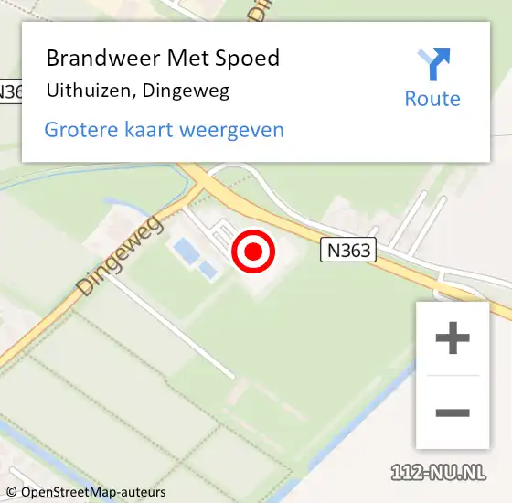 Locatie op kaart van de 112 melding: Brandweer Met Spoed Naar Uithuizen, Dingeweg op 11 januari 2024 18:18