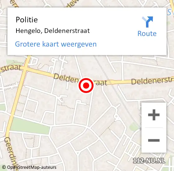 Locatie op kaart van de 112 melding: Politie Hengelo, Deldenerstraat op 11 januari 2024 18:23