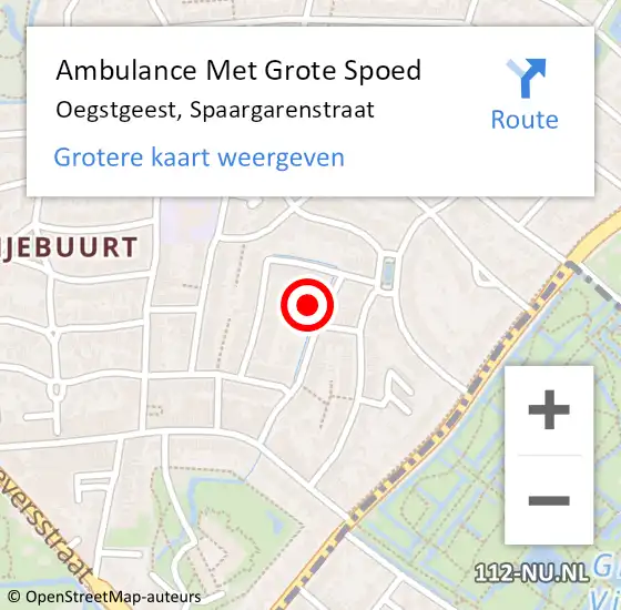 Locatie op kaart van de 112 melding: Ambulance Met Grote Spoed Naar Oegstgeest, Spaargarenstraat op 11 januari 2024 18:25