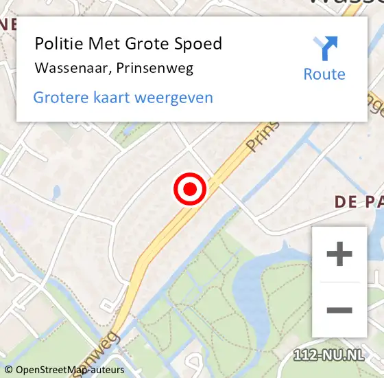 Locatie op kaart van de 112 melding: Politie Met Grote Spoed Naar Wassenaar, Prinsenweg op 11 januari 2024 18:28