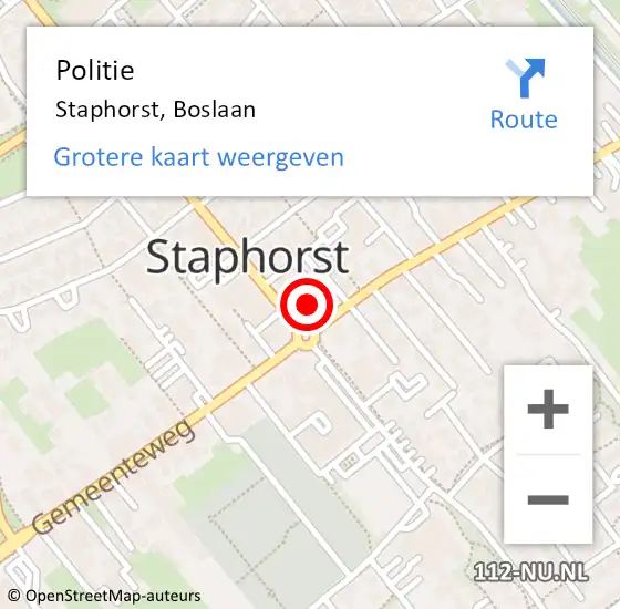 Locatie op kaart van de 112 melding: Politie Staphorst, Boslaan op 11 januari 2024 18:48