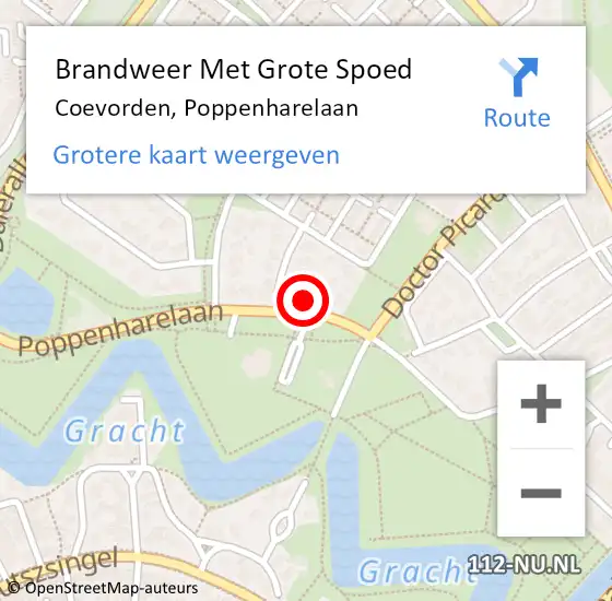 Locatie op kaart van de 112 melding: Brandweer Met Grote Spoed Naar Coevorden, Poppenharelaan op 11 januari 2024 18:55