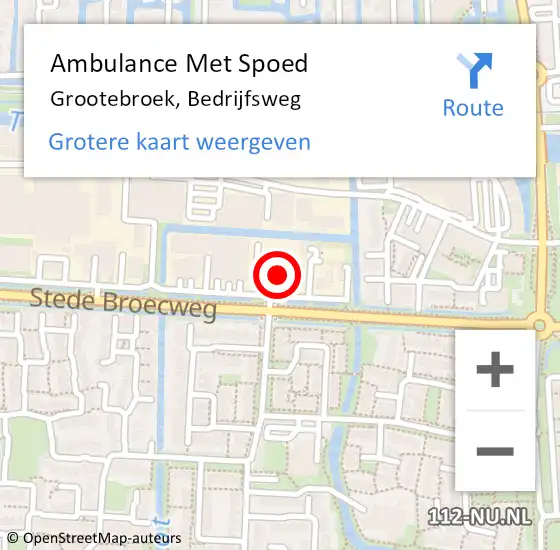 Locatie op kaart van de 112 melding: Ambulance Met Spoed Naar Grootebroek, Bedrijfsweg op 11 januari 2024 18:57