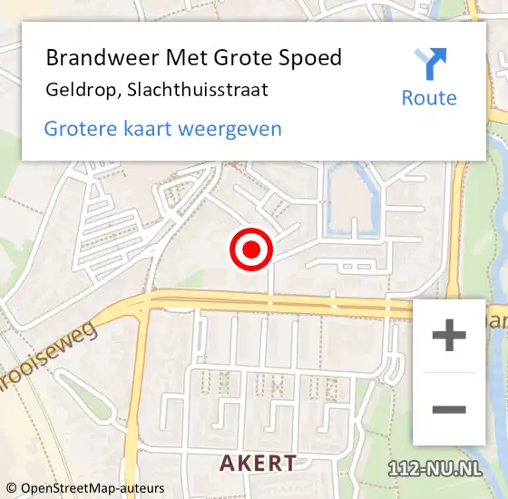 Locatie op kaart van de 112 melding: Brandweer Met Grote Spoed Naar Geldrop, Slachthuisstraat op 11 januari 2024 19:02