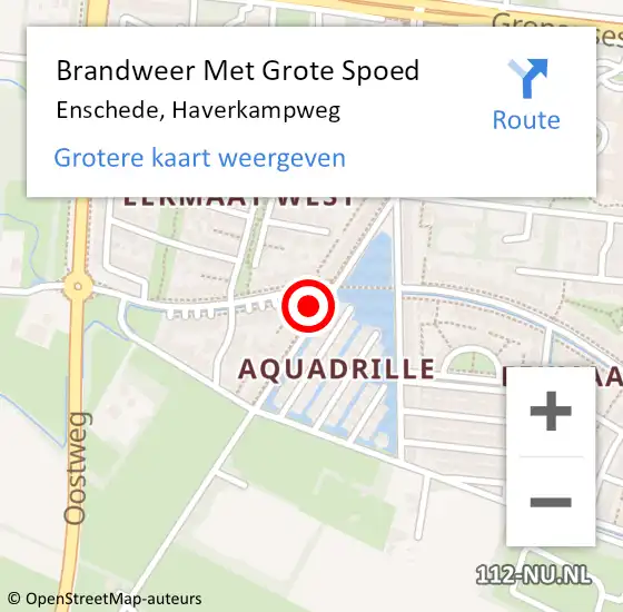 Locatie op kaart van de 112 melding: Brandweer Met Grote Spoed Naar Enschede, Haverkampweg op 11 januari 2024 19:11