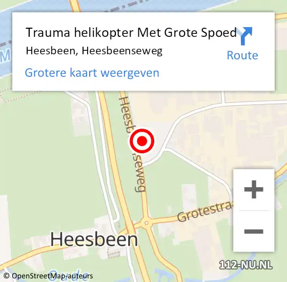 Locatie op kaart van de 112 melding: Trauma helikopter Met Grote Spoed Naar Heesbeen, Heesbeenseweg op 11 januari 2024 19:15