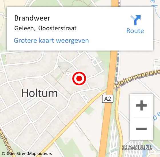 Locatie op kaart van de 112 melding: Brandweer Geleen, Kloosterstraat op 11 januari 2024 19:29