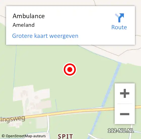 Locatie op kaart van de 112 melding: Ambulance Ameland op 21 september 2014 21:06