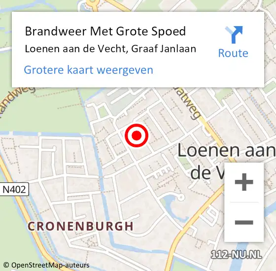 Locatie op kaart van de 112 melding: Brandweer Met Grote Spoed Naar Loenen aan de Vecht, Graaf Janlaan op 11 januari 2024 20:06