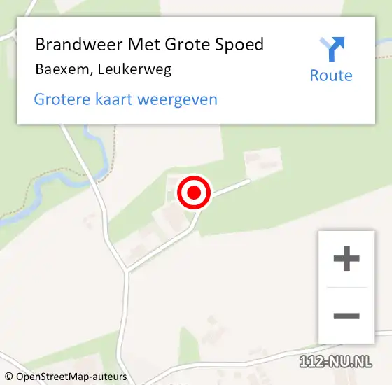 Locatie op kaart van de 112 melding: Brandweer Met Grote Spoed Naar Baexem, Leukerweg op 11 januari 2024 20:16