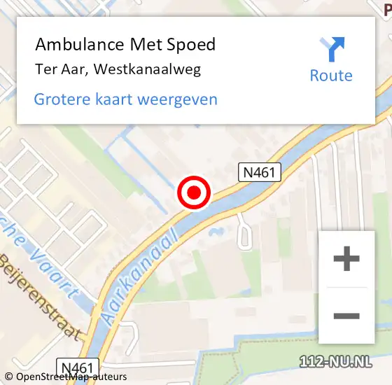 Locatie op kaart van de 112 melding: Ambulance Met Spoed Naar Ter Aar, Westkanaalweg op 11 januari 2024 20:30