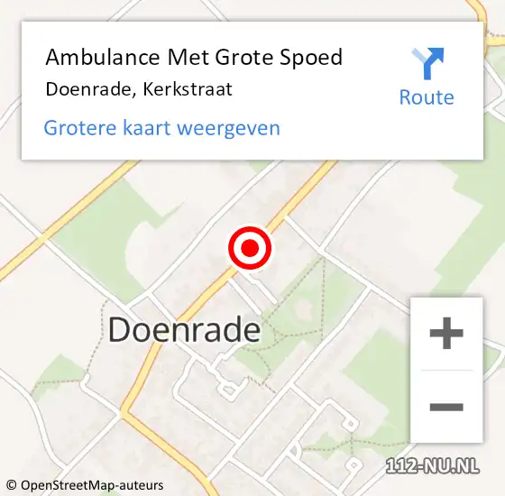 Locatie op kaart van de 112 melding: Ambulance Met Grote Spoed Naar Doenrade, Kerkstraat op 21 september 2014 21:12