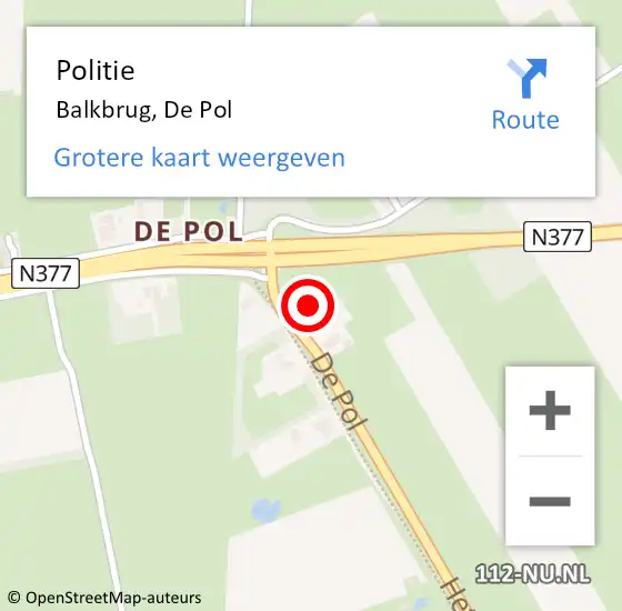 Locatie op kaart van de 112 melding: Politie Balkbrug, De Pol op 11 januari 2024 20:42