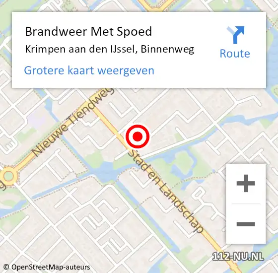 Locatie op kaart van de 112 melding: Brandweer Met Spoed Naar Krimpen aan den IJssel, Binnenweg op 11 januari 2024 21:06