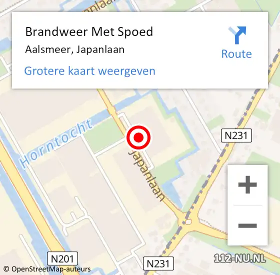 Locatie op kaart van de 112 melding: Brandweer Met Spoed Naar Aalsmeer, Japanlaan op 11 januari 2024 21:09