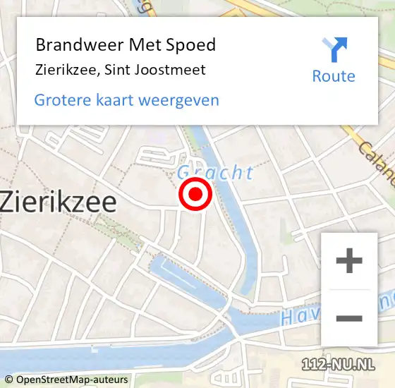 Locatie op kaart van de 112 melding: Brandweer Met Spoed Naar Zierikzee, Sint Joostmeet op 11 januari 2024 21:27