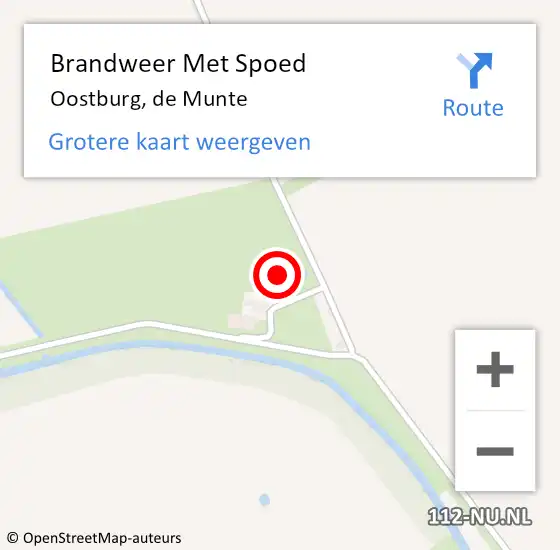 Locatie op kaart van de 112 melding: Brandweer Met Spoed Naar Oostburg, de Munte op 11 januari 2024 21:34