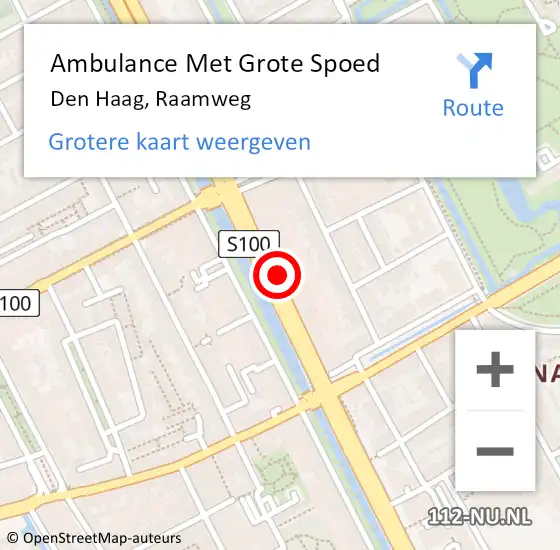 Locatie op kaart van de 112 melding: Ambulance Met Grote Spoed Naar Den Haag, Raamweg op 11 januari 2024 21:45