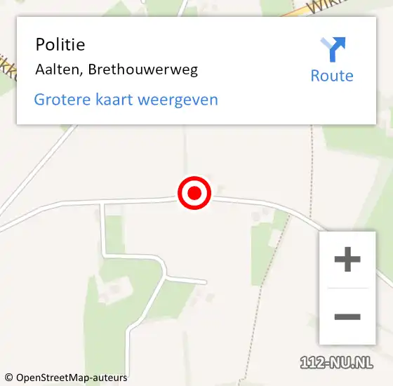 Locatie op kaart van de 112 melding: Politie Aalten, Brethouwerweg op 11 januari 2024 21:47
