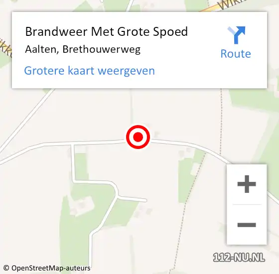 Locatie op kaart van de 112 melding: Brandweer Met Grote Spoed Naar Aalten, Brethouwerweg op 11 januari 2024 21:47