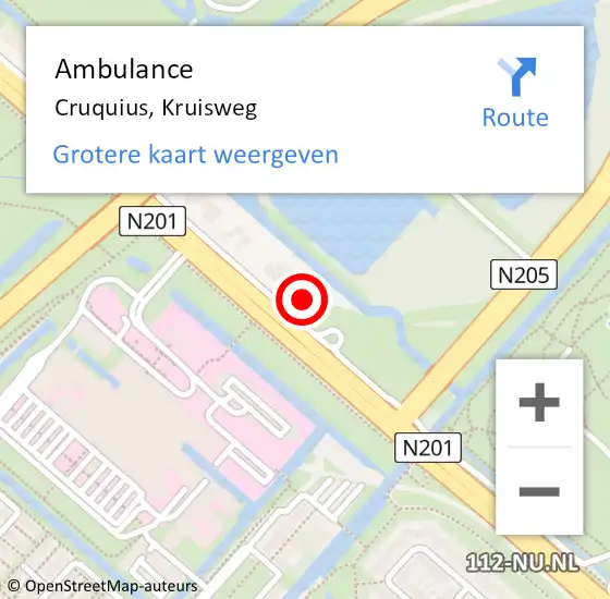 Locatie op kaart van de 112 melding: Ambulance Cruquius, Kruisweg op 11 januari 2024 21:49