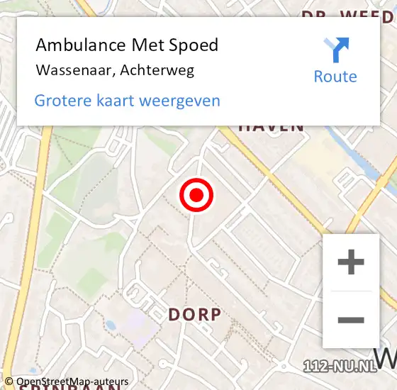 Locatie op kaart van de 112 melding: Ambulance Met Spoed Naar Wassenaar, Achterweg op 11 januari 2024 21:58