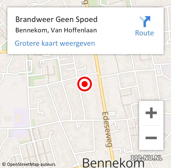 Locatie op kaart van de 112 melding: Brandweer Geen Spoed Naar Bennekom, Van Hoffenlaan op 11 januari 2024 21:59