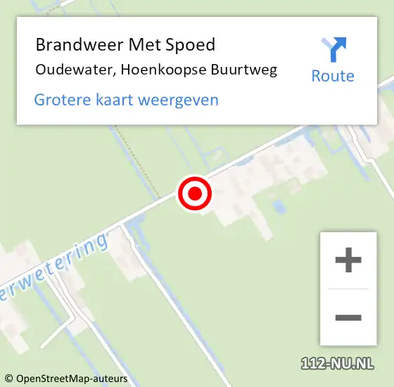 Locatie op kaart van de 112 melding: Brandweer Met Spoed Naar Oudewater, Hoenkoopse Buurtweg op 11 januari 2024 22:25