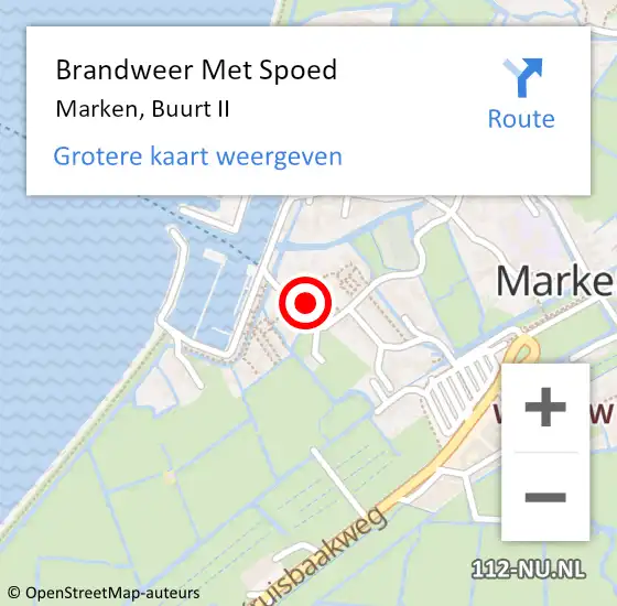 Locatie op kaart van de 112 melding: Brandweer Met Spoed Naar Marken, Buurt II op 11 januari 2024 22:39