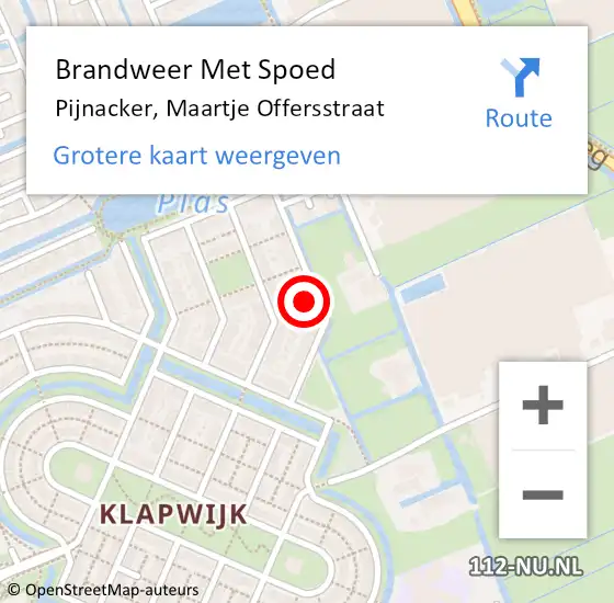 Locatie op kaart van de 112 melding: Brandweer Met Spoed Naar Pijnacker, Maartje Offersstraat op 11 januari 2024 22:44
