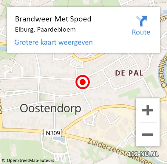 Locatie op kaart van de 112 melding: Brandweer Met Spoed Naar Elburg, Paardebloem op 11 januari 2024 22:53